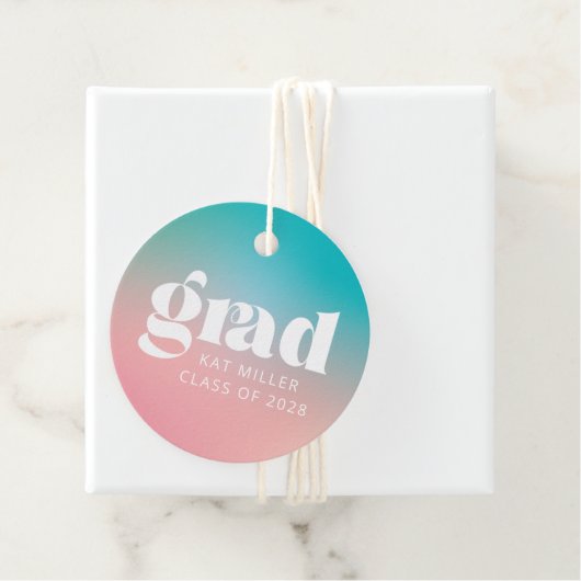 Étiquettes Cadeau Sorbet Gradient Graduation Party (En situation)