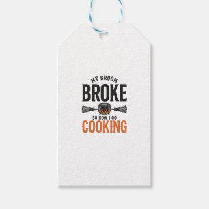 Étiquettes-cadeau Sorcière cuisine Mon balai cassé Drôle Vintage_1