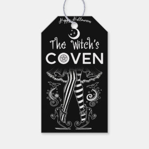 Étiquettes-cadeau Sorcière de Coven Sorcière Jambes Noir Blanc Hallo