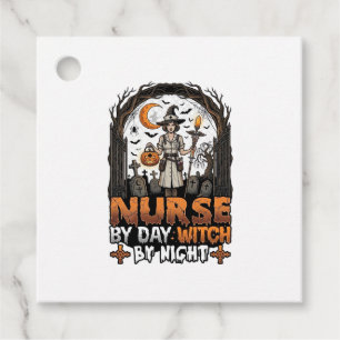 Étiquettes Cadeau Sorcière de jour infirmière Nuit d'Halloween Cimet