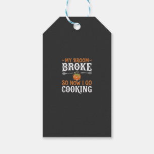 Étiquettes-cadeau Sorcière d'Halloween Cuisine Balai Cassé Conceptio