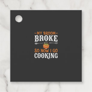 Étiquettes Cadeau Sorcière d'Halloween Cuisine Balai Cassé Conceptio