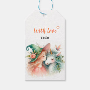 Étiquettes-cadeau Sorcière Licorne Cadeau Magique Amour Aquarelle Pr