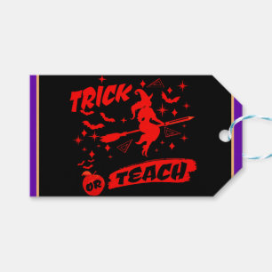 Étiquettes-cadeau Sorcière Trick Ou Enseigner Red Witchy Enseignant