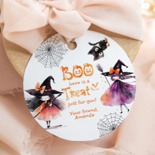 Étiquettes Cadeau Sorcières Boo  friandise pour fête d'Halloween