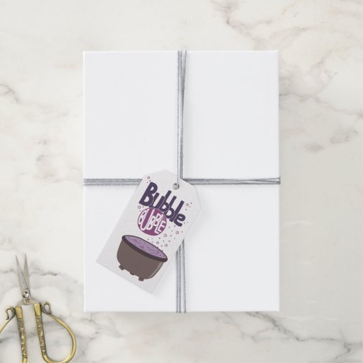 Étiquettes-cadeau Sorcières Cauldron - Bubble Bubble Lettres main (Avec de la ficelle)
