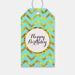 Étiquettes-cadeau Souhaite anniversaire girly or personnalisation