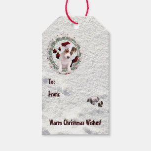 Étiquettes-cadeau Souhaits chauds de Noël de chiot de Jack Russell