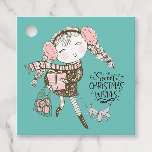 Étiquettes Cadeau Souhaits de Noël doux (Devant)