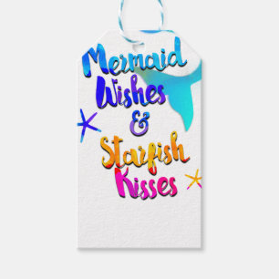 Étiquettes-cadeau Souhaits de sirène & baisers d'étoiles de mer Aqua