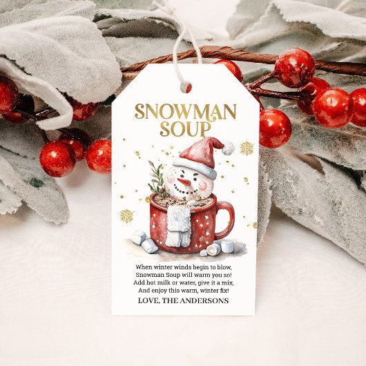 Étiquettes-cadeau Soupe Snowman Noël Hot Cocoa Holiday