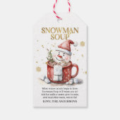 Étiquettes-cadeau Soupe Snowman Noël Hot Cocoa Holiday (Dos)
