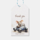 Étiquettes-cadeau Souris d'aquarelle mignonne en Baby shower voiture (Devant)
