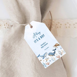 Étiquettes-cadeau Sous la mer Ahoy C'est un Baby shower garçon