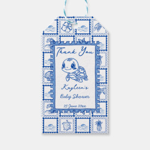 Étiquettes-cadeau Sous la mer bleu adorable tortue bébé douche faveu