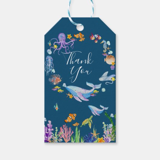 Étiquettes-cadeau Sous la mer merci (Devant)