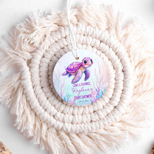 Étiquettes Cadeau Sous la mer mignonne tortue rose baby shower faveu