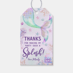 Étiquettes-cadeau Sous la mer violette Turquoise sirène éclaboussée