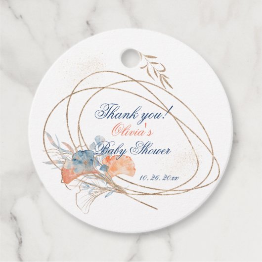 Étiquettes Cadeau Sous le Baby shower d'aquarelle de mer (Devant)