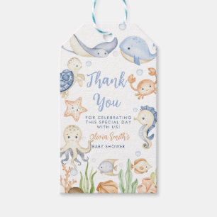 Étiquettes-cadeau Sous le Baby shower océanique des animaux de mer
