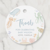 Étiquettes Cadeau Sous le Merci du Baby shower marin (Devant)