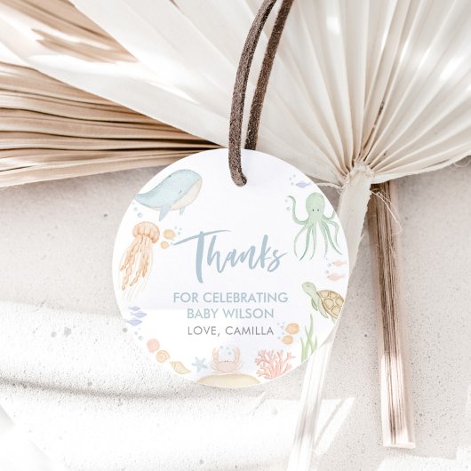 Étiquettes Cadeau Sous le Merci du Baby shower marin