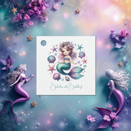Étiquettes Cadeau Sous le thème de la mer Cute Mermaid Anniversaire