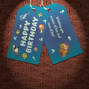Étiquettes-cadeau Sous les animaux marins, Anniversaire sous-marin