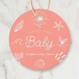 Étiquettes Cadeau Sous l'océan Vous Bientôt Rose Baby Shower