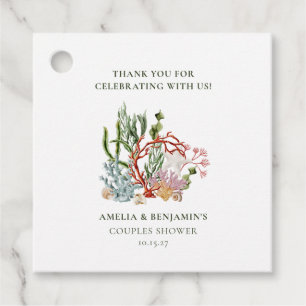 Étiquettes Cadeau Sous-marin Coral Coques Couples Douche