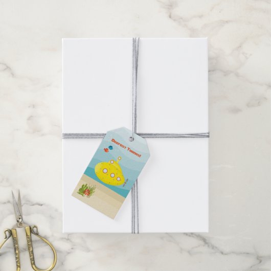 Étiquettes-cadeau Sous-marin jaune profond (Avec de la ficelle)