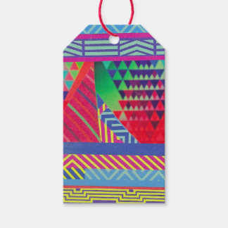 Étiquettes-cadeau southwestern borders and triangles collage