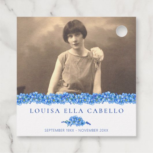 Étiquettes Cadeau Souvenir funéraire cadeau bleu oublier-moi pas gra (Dos)