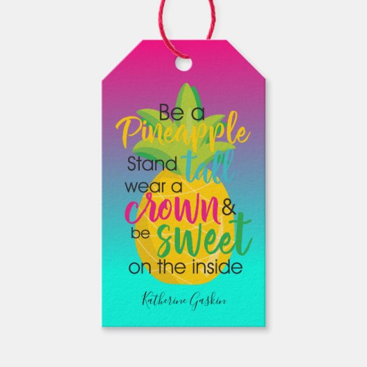Étiquettes-cadeau Soyez un ananas belle citation merci (Devant)