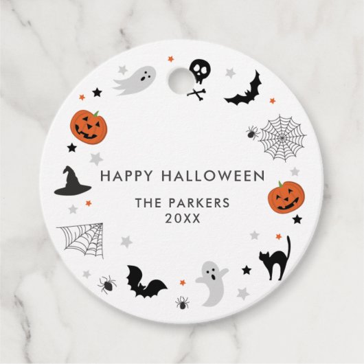 Étiquettes Cadeau Soyons éffrayants de la fête d'Halloween blanc (Devant)