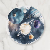 Étiquettes Cadeau Space Planètes & Rockship Boy 1er anniversaire (Dos)