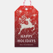 Étiquettes-cadeau Sparkling Red Background White Reindeer Luxury (Dos)
