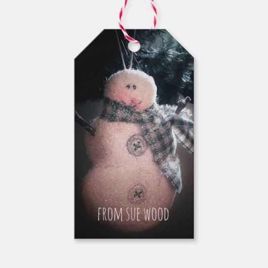 Étiquettes-cadeau Sparkly Snowman Custom Name Tags cadeaux (Devant)