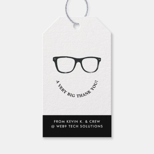 Étiquettes-cadeau Spectacles Graves | Le sourire minimal du Merci (Devant)