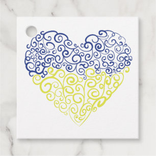Étiquettes Cadeau Spiral tourbillons mehandi coeur drapeau ukrainien