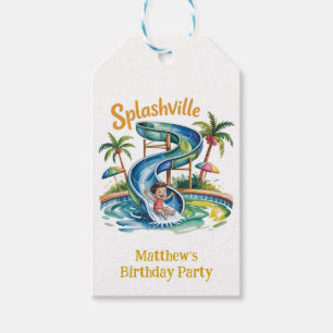 Étiquettes-cadeau Splashville Water Slide Boy Birthday Party Merci