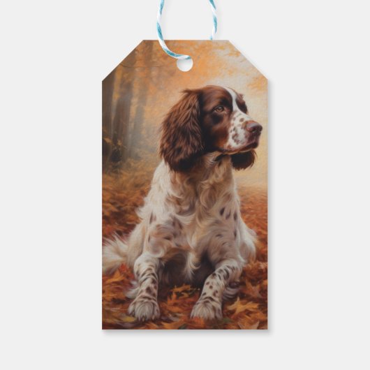 Étiquettes-cadeau Springer Spaniel à l'automne Feuilles automne Insp (Dos)