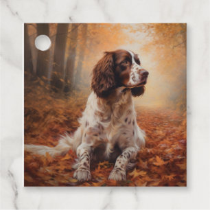 Étiquettes Cadeau Springer Spaniel dans les feuilles d'automne qui t