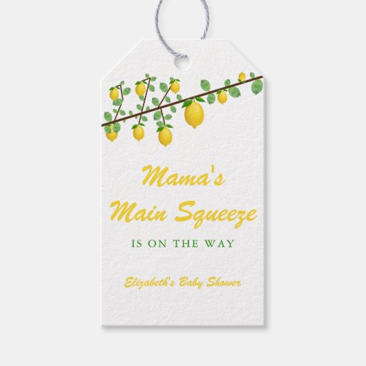 Étiquettes-cadeau Squeeze Lemon principal Baby shower neutre pour le (Devant)