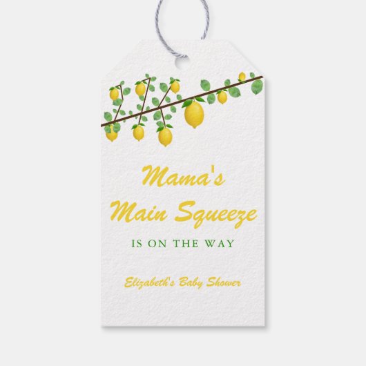 Étiquettes-cadeau Squeeze Lemon principal Baby shower neutre pour le (Dos)