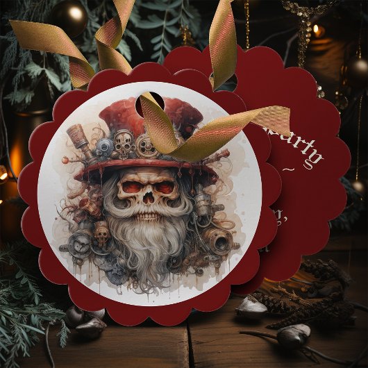 Étiquettes Cadeau Squelette à chapeau haut de forme Santa Halloween