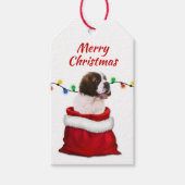 Étiquettes-cadeau St Bernard Puppy dans le sac Père Noël (Devant)