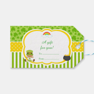 Étiquettes-cadeau St Patrick's Day African American Boy Baby shower