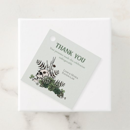 Étiquettes Cadeau St. Patricks Day Floral Skull & Clovers Merci (En situation)