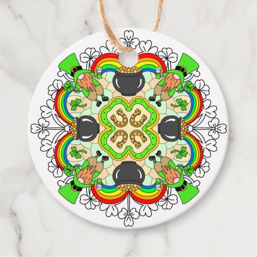 Étiquettes Cadeau St Patrick's Day Leprechauns Mandala (Devant)